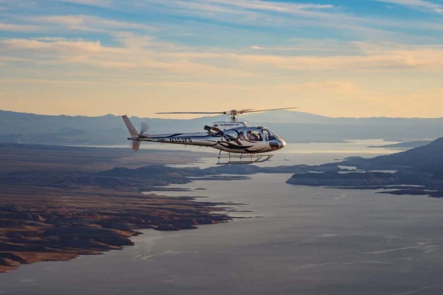 Las Vegas: Grand Canyon Helicopter Western Ranch Adventure - First flight: Mojave Desert skies and Las Vegas landmarks